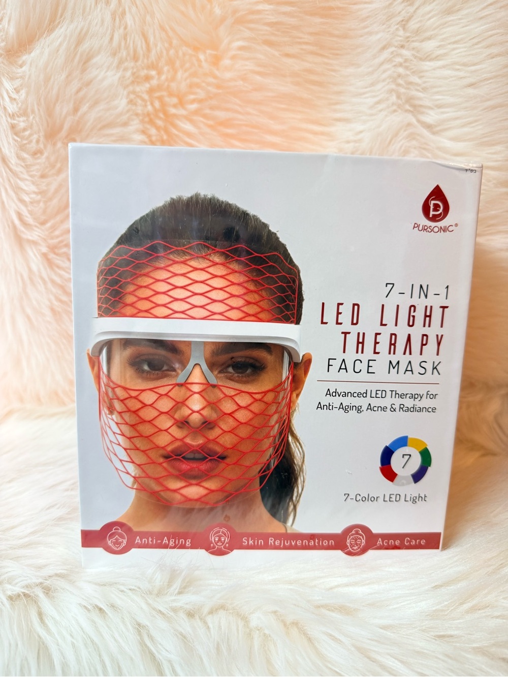 Pursonic 7-in-1 LED Light Therapy Face Mask - Red